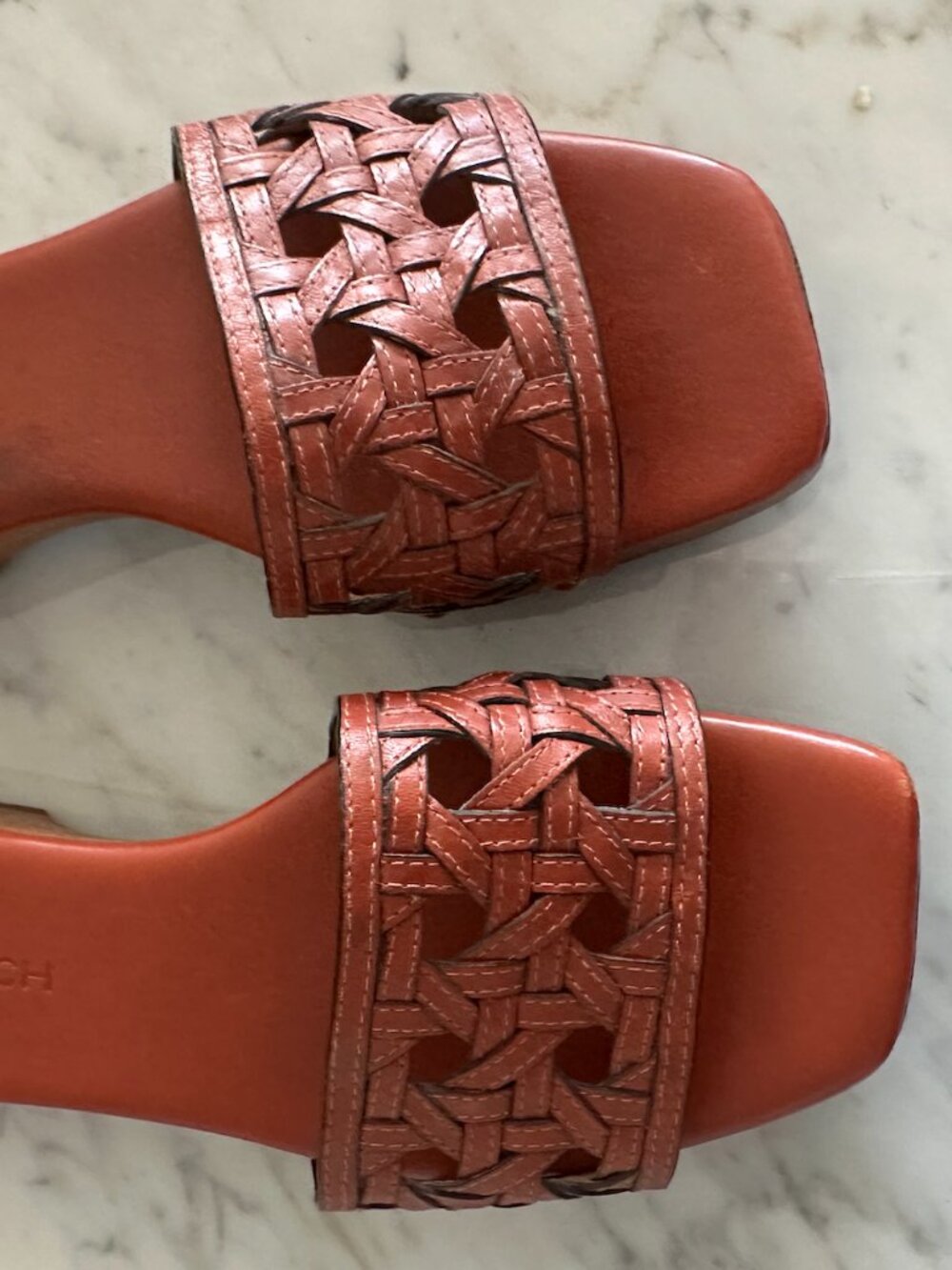 Tory Burch Brown Basketweave Leather Clog Size 7 - Picture 2 of 7